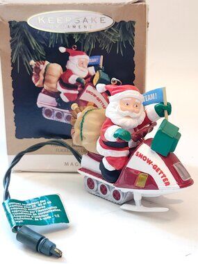 Hallmark Keepsake Santa Snow Getter Magic Ornament With Flickering Light New